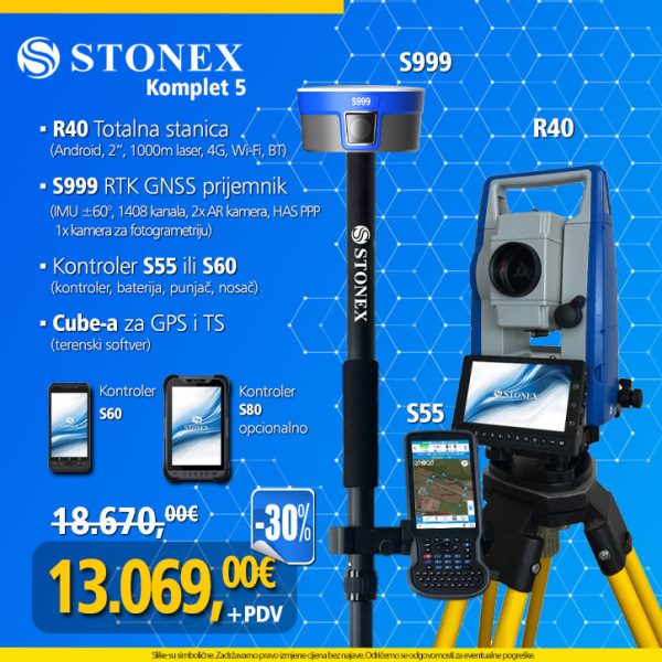 09. STONEX R40 (2") Android totalna stanica & STONEX S999 GNSS - Komplet 5