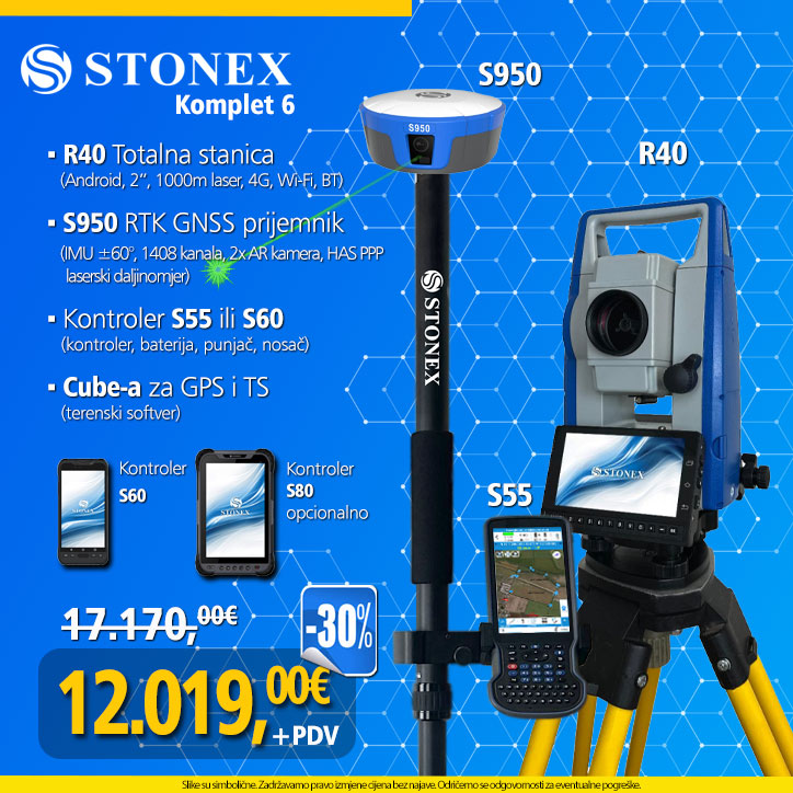 08. STONEX R40 (2") Android totalna stanica & STONEX S950 GNSS - Komplet 6