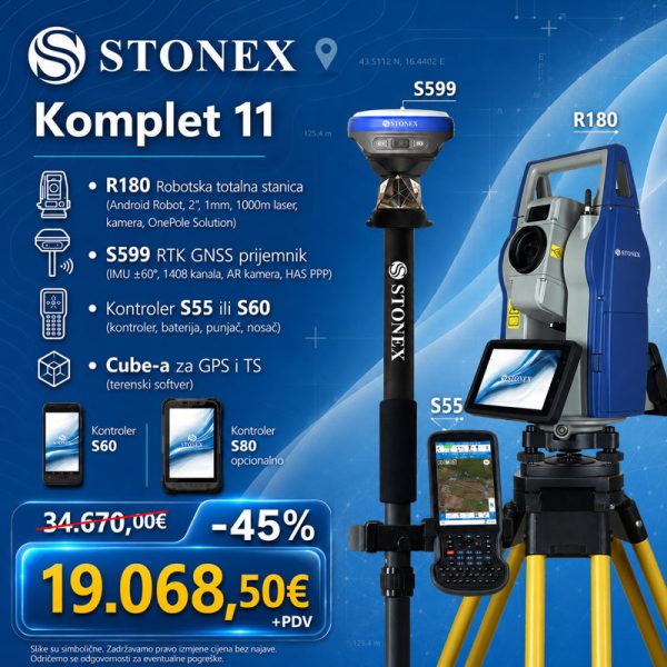 11. STONEX R180 (2") Android robotska stanica i S599 GNSS prijemnik "OnePole" - Komplet 11
