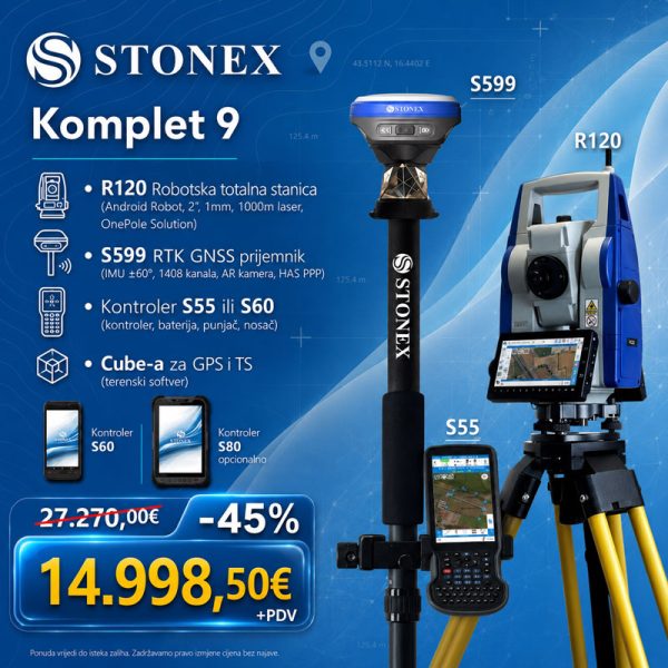10. STONEX R120 (2") Android robotska stanica i S599 GNSS prijemnik "OnePole" - Komplet 9