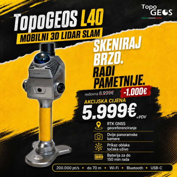 »TopoGEOS L40 3D SLAM mobilni skener - nikad povoljnije do 3D podataka«